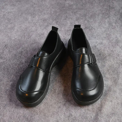 Comfortable Black Slip-On Leather Shoes for Women