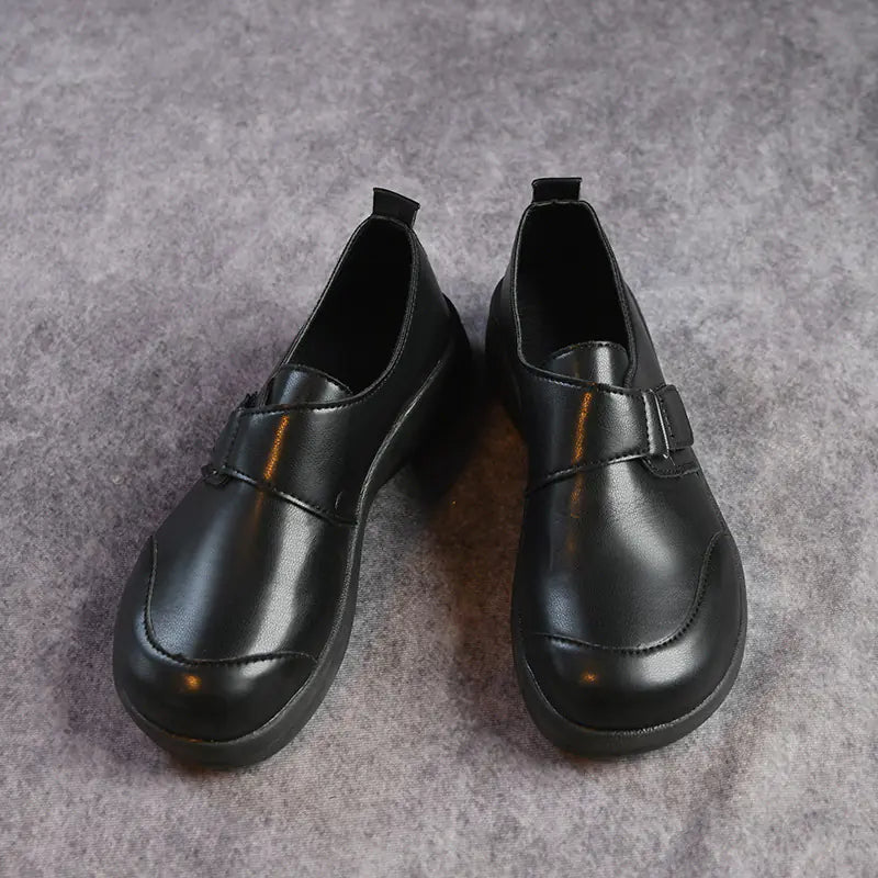 Comfortable Black Slip-On Leather Shoes for Women
