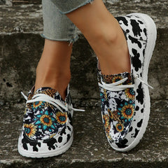 Fashionable Women's Printed Canvas Slip-On Shoes