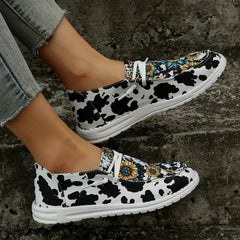 Fashionable Women's Printed Canvas Slip-On Shoes
