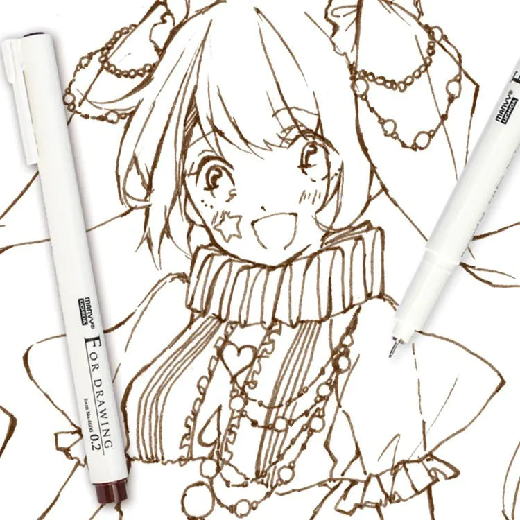 MARVY Waterproof Brown Fine Liner Art Drawing Pen