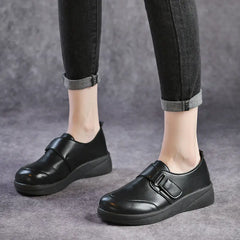 Comfortable Black Slip-On Leather Shoes for Women