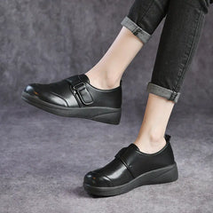 Comfortable Black Slip-On Leather Shoes for Women
