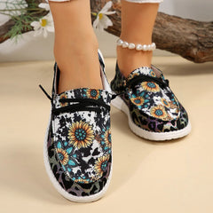 Fashionable Women's Printed Canvas Slip-On Shoes