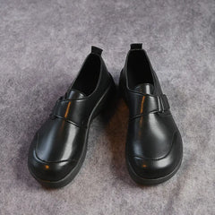 Comfortable Black Slip-On Leather Shoes for Women
